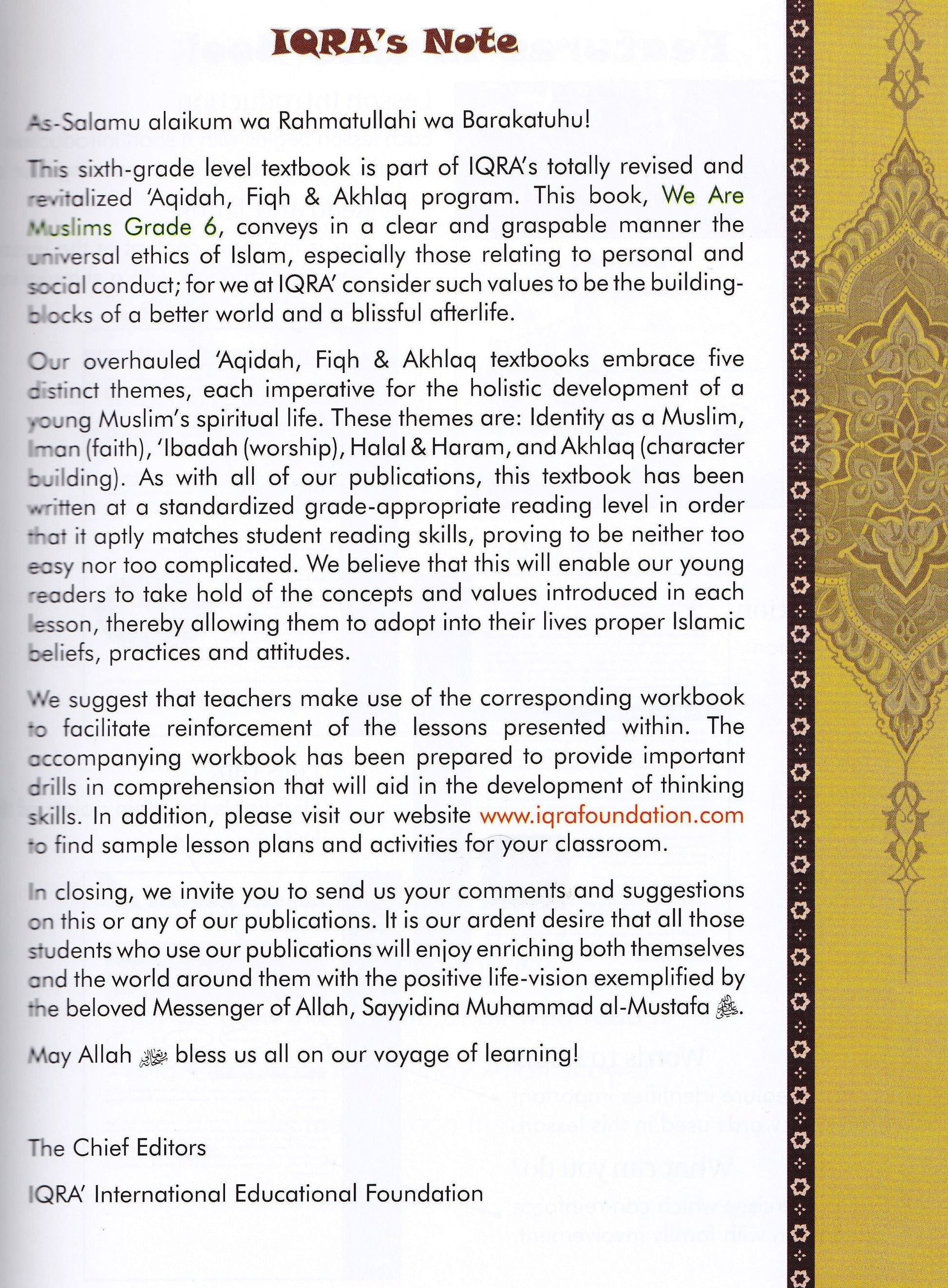 We Are Muslims: Elementary Grade 6 Textbook - Premium Textbook from IQRA' international Educational Foundation - Just $14.99! Shop now at IQRA Book Center 