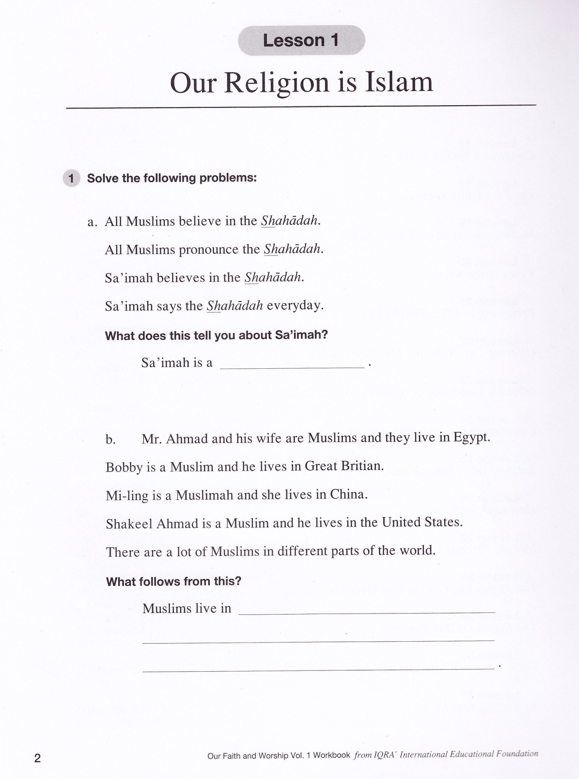 Our Faith & Worship: Volume 1 Workbook - Premium Workbook from IQRA' international Educational Foundation - Just $8! Shop now at IQRA' international Educational Foundation