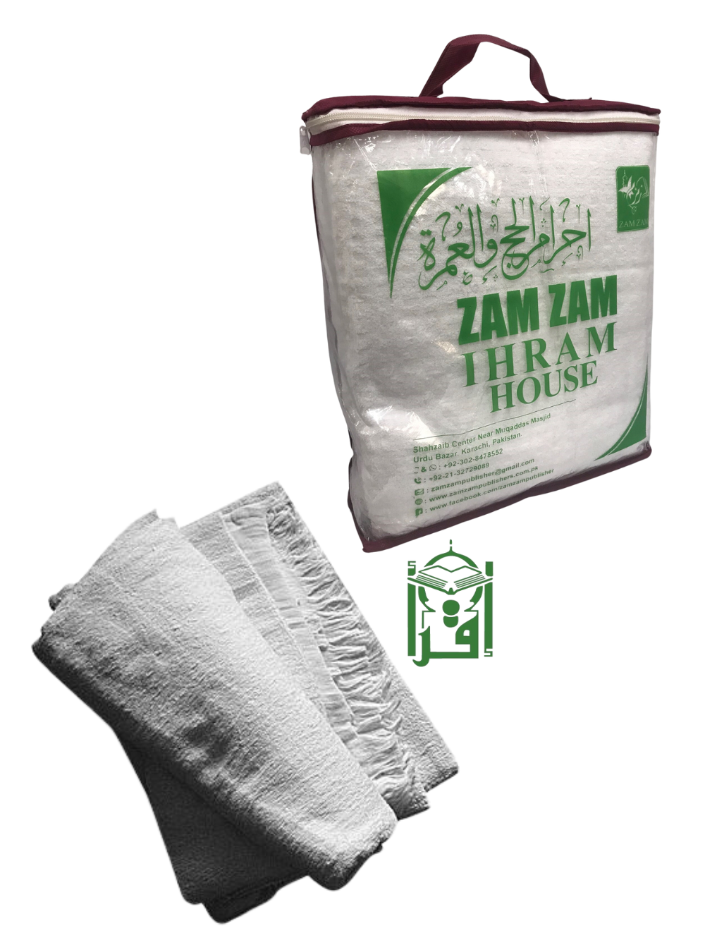 Ihram-Ahram 2 Pieces Towel DLX - Premium Ihram from Zam Zam Publishers - Just $45! Shop now at IQRA Book Center 