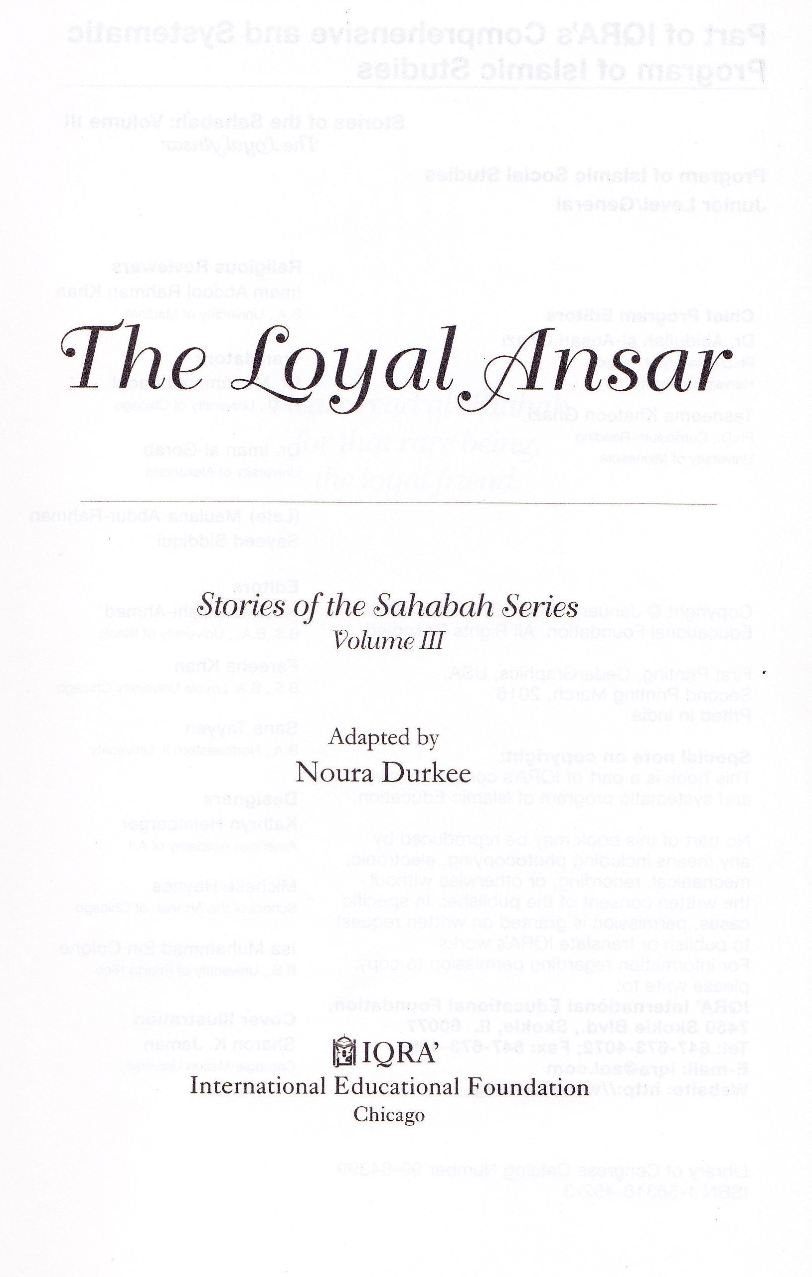 Loyal Ansar-Stories of Sahabha Volume 3 - Premium Textbook from IQRA' international Educational Foundation - Just $11! Shop now at IQRA' international Educational Foundation