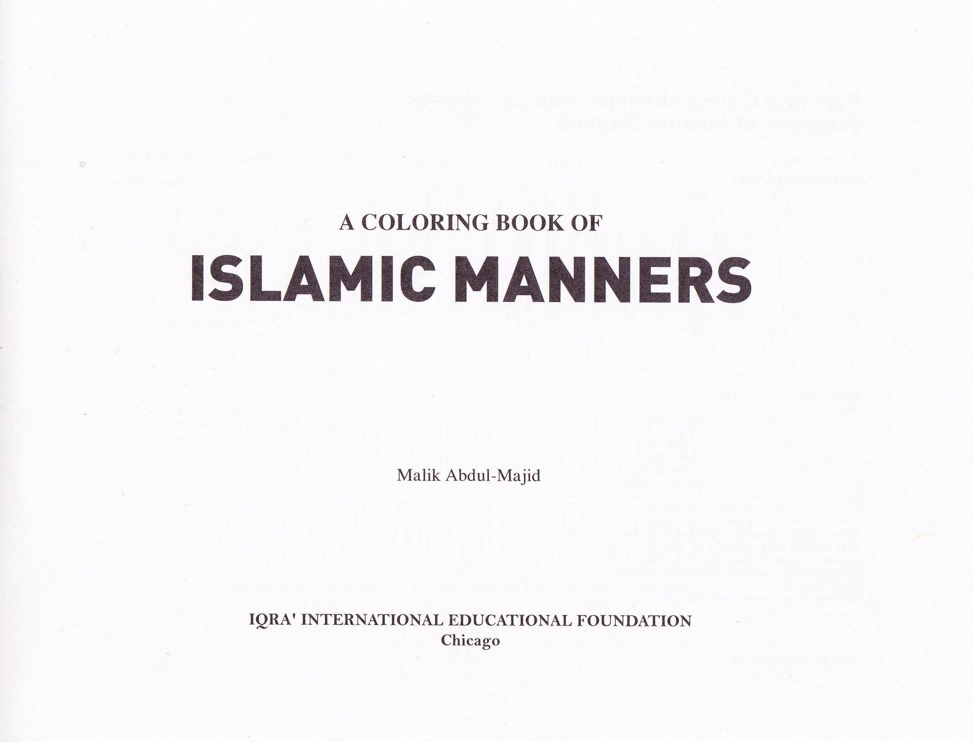 Islamic Manners Coloring Book - Premium Activity Coloring Book from IQRA' international Educational Foundation - Just $5! Shop now at IQRA Book Center 